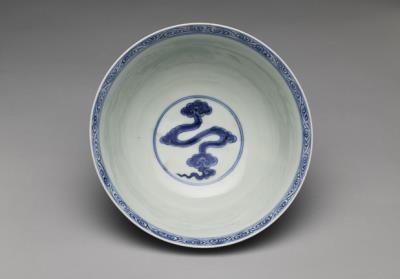 图片[2]-Bowl with underglaze-blue decoration of two dragons playing with pearls, Hsuan-te reign (1426-1435), Ming dynasty-China Archive